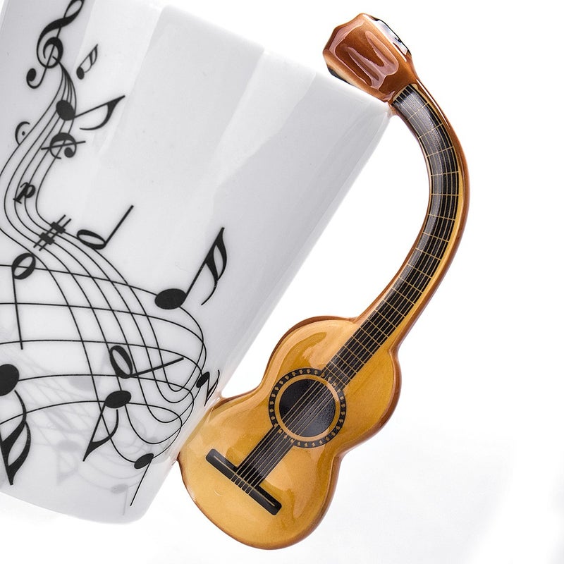 LanHong Guitar Mug Guitar Coffee Mug Music Gifts for Guitar Players Musician - 13.5 oz Guitar Cup Gifts for Music Lovers - Music Coffee Mugs Birthday Christmas Gifts for Men Women (Acoustic) - Image 2